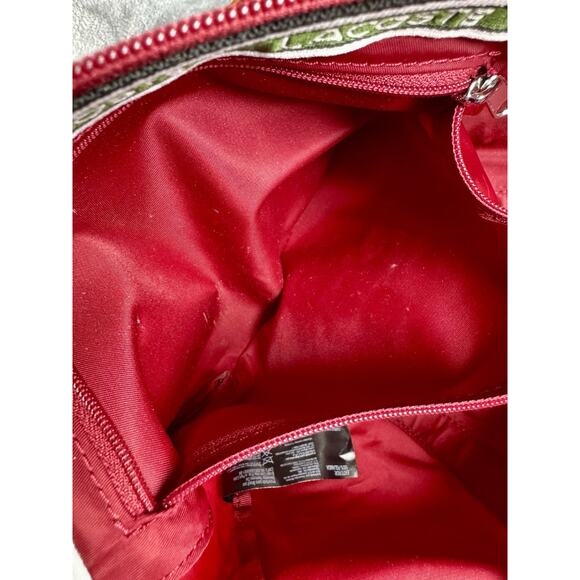 Lacoste Nylon Tote Bag Red Striped Webbed Straps Logo Shoulder Travel 16 X 11.5 - Picture 13 of 16